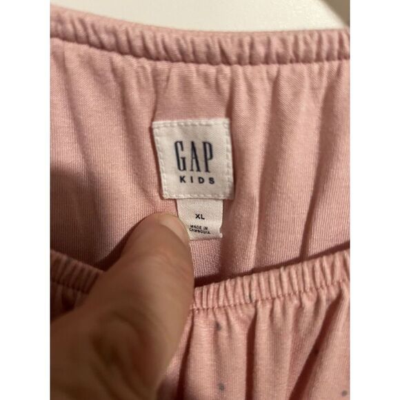 Gap Kids Dress Girls XL Pink Dotted Long Sleeve Tiered Midi A Line Round Neck - Picture 6 of 8